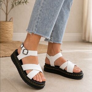 Dr. Martens White Platform Sandals Blaire Style Chunky Strap Size 9